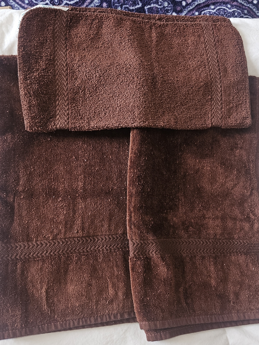 Vintage Lady Pepperell Plush Brown Hand Towels -  Set